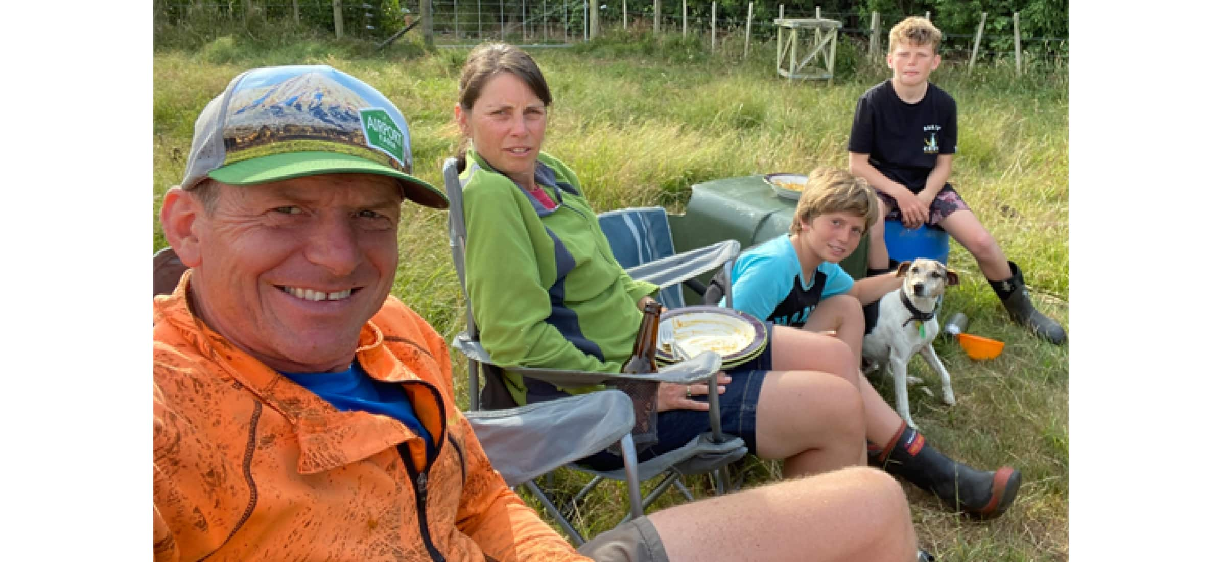 Ed and his family taking some time out on the farm.